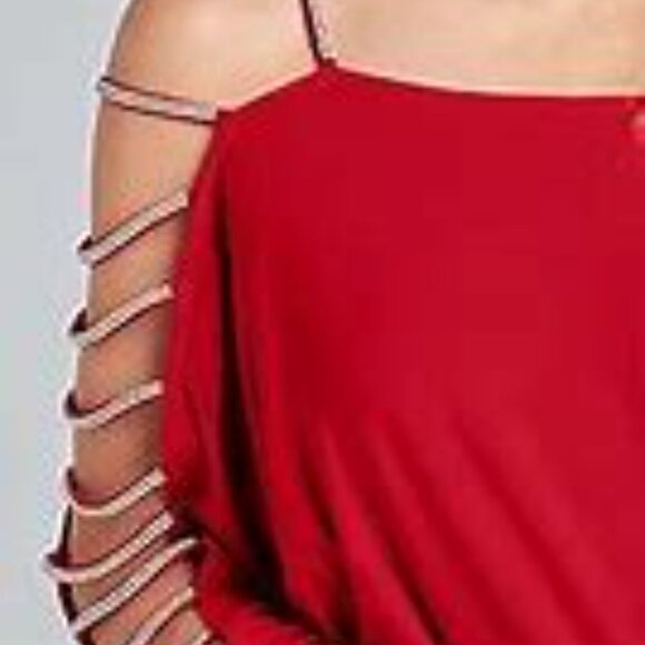 VENUS Top women Large RED Rhinestone Sleeve new with tags - Picture 2 of 4